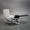 MBSD Meerschaum Deluxe Rusticated Billiard Block Meerschaum Pipe, Briar-Mortise - Image 3