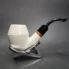 MBSD Meerschaum Deluxe Bent Rhodesian Block Meerschaum Pipe, Briar-Mortise, 9mm - Image 3
