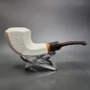 MBSD Meerschaum Deluxe Rusticated Horn Block Meerschaum Pipe, Briar-Mortise, 9mm - Image 3