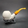 MBSD Meerschaum Deluxe Smooth Bent Apple Block Meerschaum Pipe Briar-Mortise - Image 3