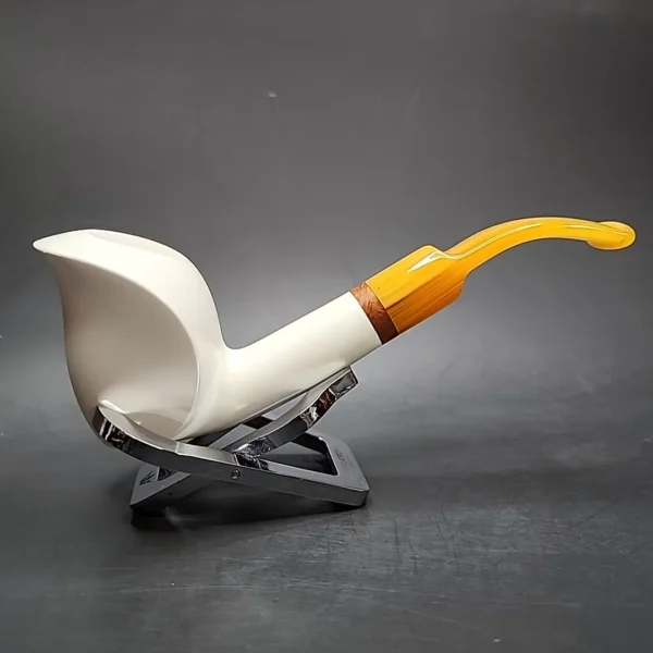 MBSD Meerschaum Deluxe Smooth Swan Block Meerschaum Pipe, Briar-Mortise - Image 3