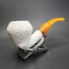 MBSD Meerschaum Deluxe Rusticated Rhodesian Block Meerschaum Pipe, Briar-Mortise, New - Image 4