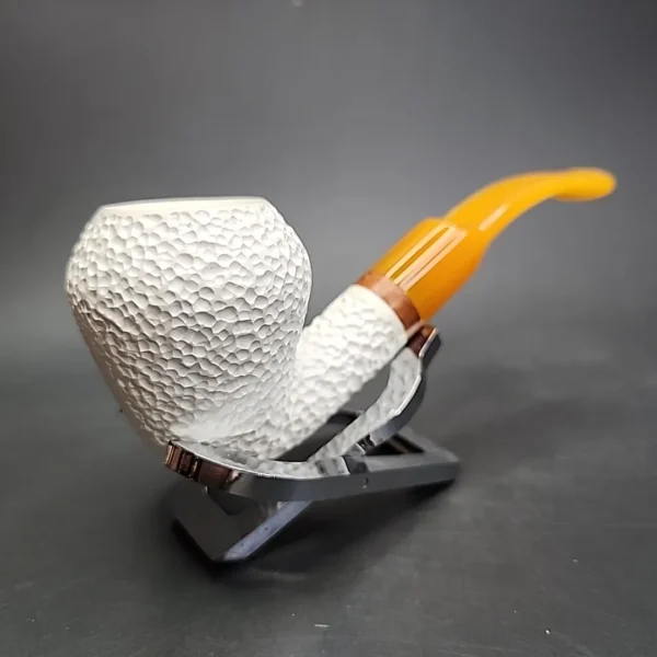 MBSD Meerschaum Deluxe Rusticated Rhodesian Block Meerschaum Pipe, Briar-Mortise, New - Image 4
