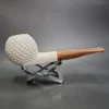 MBSD Meerschaum Deluxe Straight Apple Block Meerschaum Pipe, Briar-Mortise, New - Image 4