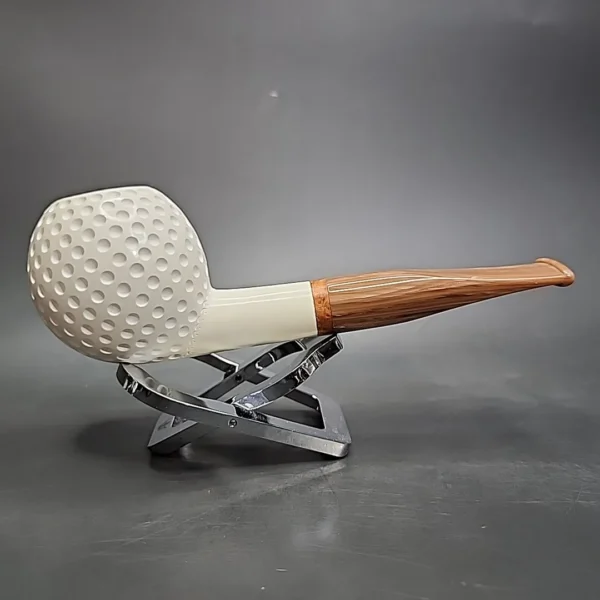 MBSD Meerschaum Deluxe Straight Apple Block Meerschaum Pipe, Briar-Mortise, New - Image 4