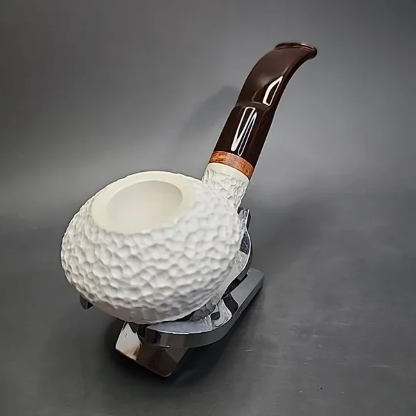 MBSD Meerschaum Deluxe Bent Rhodesian Block Meerschaum Pipe, Briar-Mortise, New - Image 4