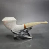 MBSD Meerschaum Deluxe Bent Rhodesian Block Meerschaum Pipe, Briar-Mortise, New - Image 4