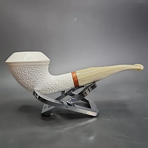 MBSD Meerschaum Deluxe Bent Rhodesian Block Meerschaum Pipe, Briar-Mortise, New - Image 4