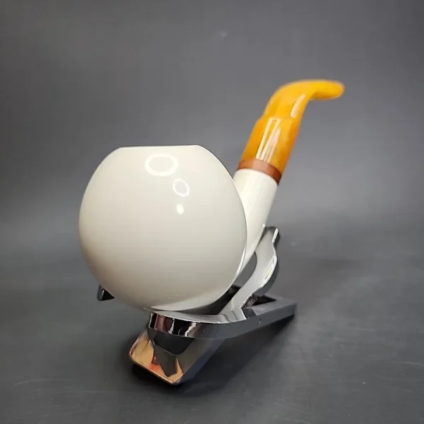 MBSD Meerschaum Deluxe Bent Apple Block Meerschaum Pipe, Briar-Mortise - Image 4