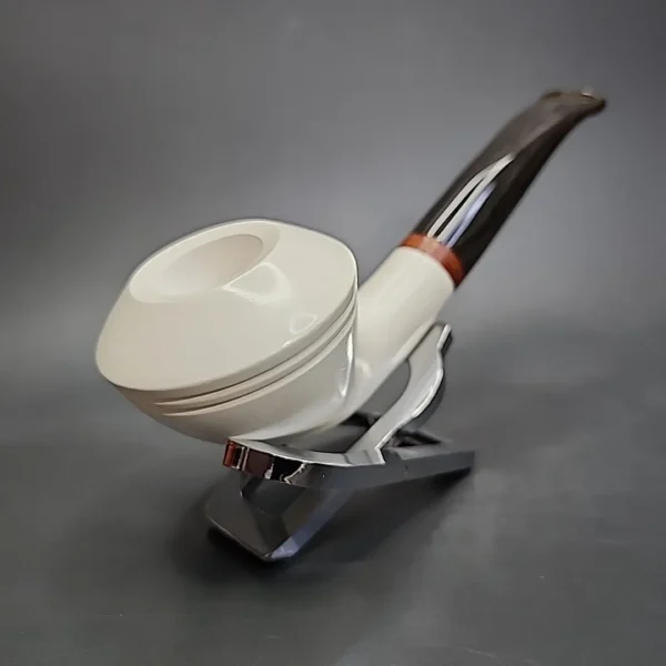 MBSD Meerschaum Deluxe Bent Rhodesian Block Meerschaum Pipe, Briar-Mortise - Image 4