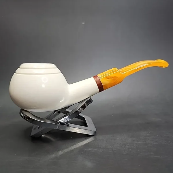 MBSD Meerschaum Smooth Author Block Meerschaum Pipe, Briar-Mortise - Image 4