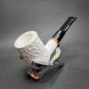 MBSD Meerschaum Deluxe Rusticated Billiard Block Meerschaum Pipe, Briar-Mortise - Image 4