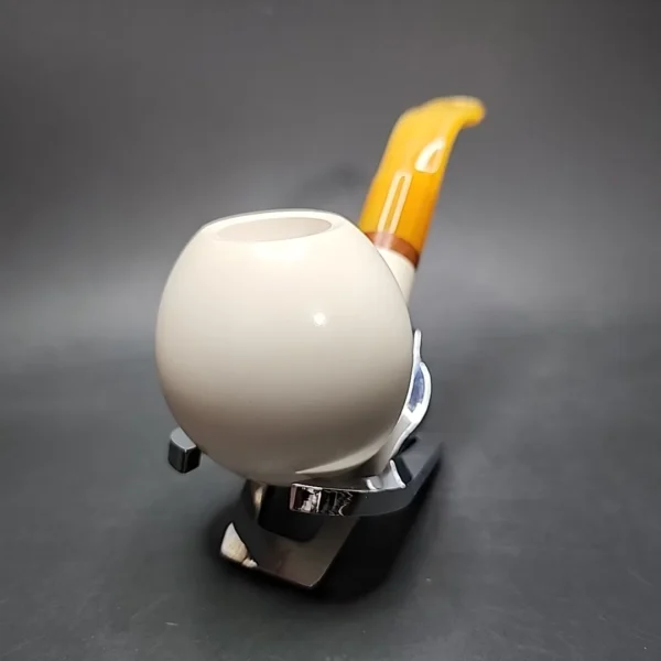 MBSD Meerschaum Deluxe Smooth Bent Apple Block Meerschaum Pipe Briar-Mortise - Image 4