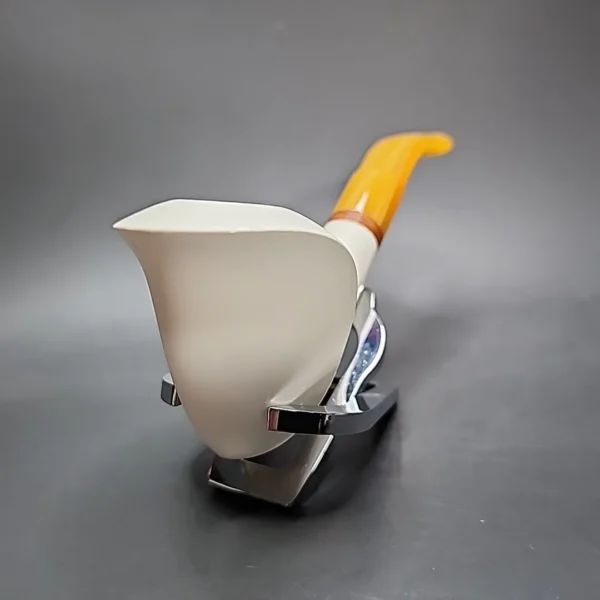 MBSD Meerschaum Deluxe Smooth Swan Block Meerschaum Pipe, Briar-Mortise - Image 4