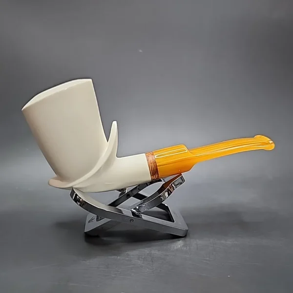 MBSD Meerschaum Deluxe Smooth Freehand Block Meerschaum Pipe, Briar-Mortise - Image 4