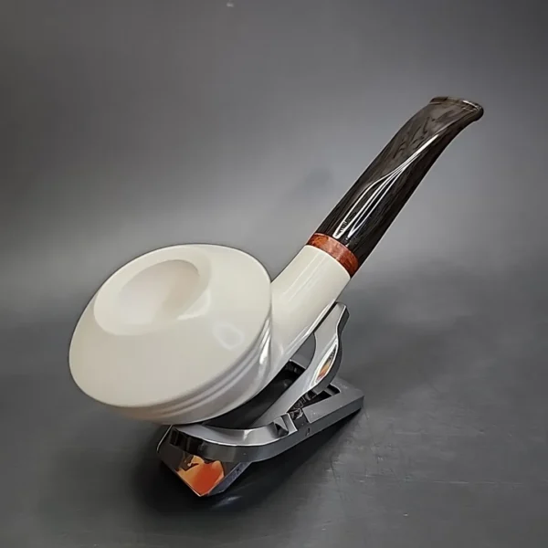 MBSD Meerschaum Deluxe Bent Rhodesian Block Meerschaum Pipe, Briar-Mortise - Image 5