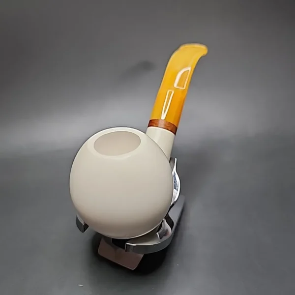 MBSD Meerschaum Deluxe Smooth Bent Apple Block Meerschaum Pipe Briar-Mortise - Image 5