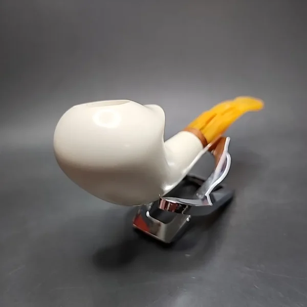 MBSD Meerschaum Deluxe Smooth Freehand Horn Block Meerschaum Pipe, Briar-Mortise - Image 5