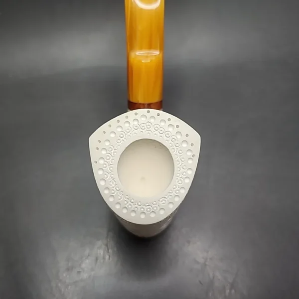 MBSD Meerschaum Deluxe Floral Sitter Block Meerschaum Pipe, Briar-Mortise - Image 5