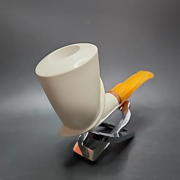 MBSD Meerschaum Deluxe Smooth Freehand Block Meerschaum Pipe, Briar-Mortise - Image 5