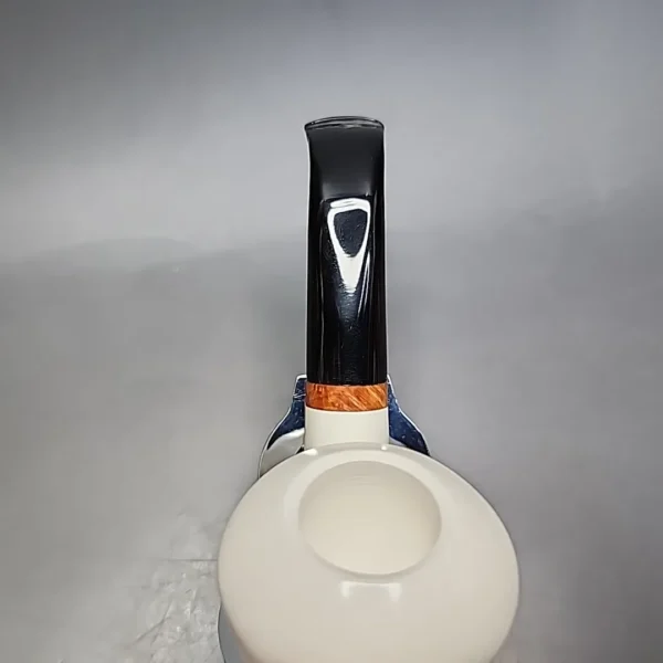 MBSD Meerschaum Deluxe Smooth Bent Rhodesian Block Meerschaum Pipe, Briar-Mortise, New - Image 6
