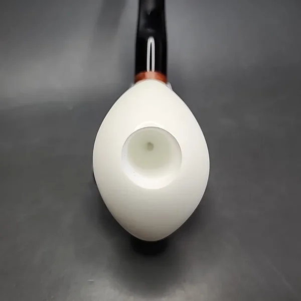 MBSD Meerschaum Deluxe Bent Freehand Horn Block Meerschaum Pipe, Briar-Mortise - Image 6