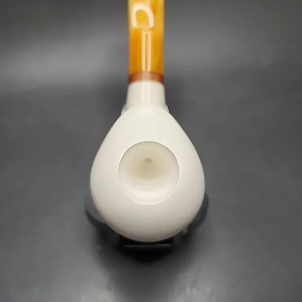 MBSD Meerschaum Deluxe Smooth Freehand Horn Block Meerschaum Pipe, Briar-Mortise - Image 6