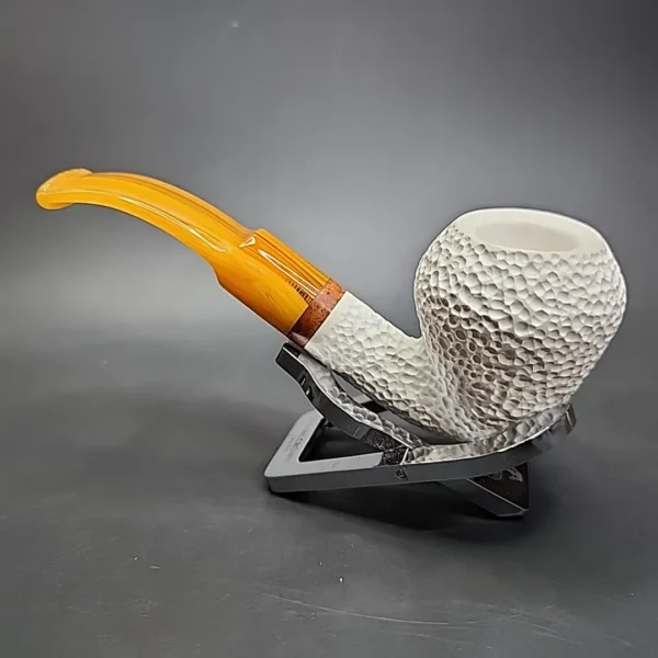 MBSD Meerschaum Deluxe Rusticated Rhodesian Block Meerschaum Pipe, Briar-Mortise, New - Image 7