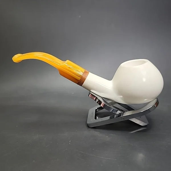 MBSD Meerschaum Deluxe Author Block Meerschaum Pipe, Briar-Mortise - Image 7