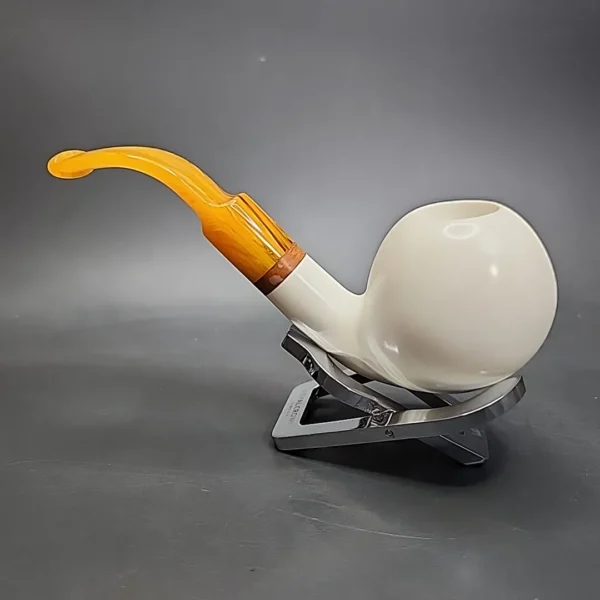 MBSD Meerschaum Deluxe Bent Apple Block Meerschaum Pipe, Briar-Mortise - Image 7