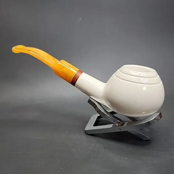 MBSD Meerschaum Smooth Author Block Meerschaum Pipe, Briar-Mortise - Image 7