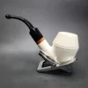 MBSD Meerschaum Deluxe Bent Rhodesian Block Meerschaum Pipe, Briar-Mortise, 9mm - Image 7
