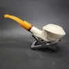 MBSD Meerschaum Deluxe Bent Rhodesian Block Meerschaum Pipe, Briar-Mortise - Image 7