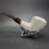 MBSD Meerschaum Deluxe Rusticated Horn Block Meerschaum Pipe, Briar-Mortise, 9mm - Image 7