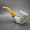 MBSD Meerschaum Deluxe Floral Sitter Block Meerschaum Pipe, Briar-Mortise - Image 7