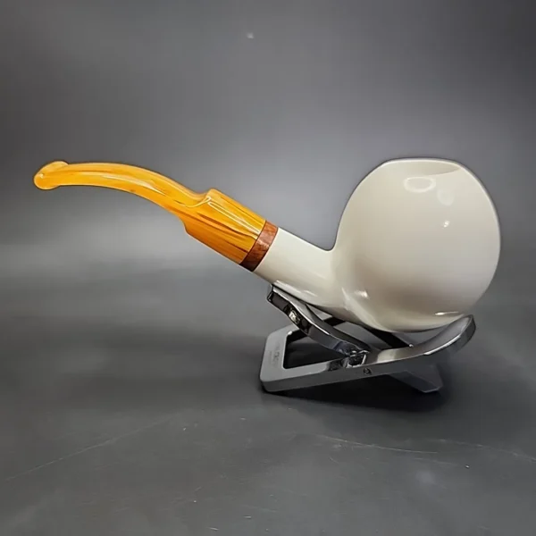 MBSD Meerschaum Deluxe Bent Apple Block Meerschaum Pipe, Briar-Mortise - Image 7