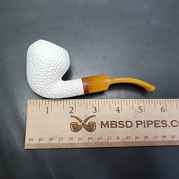 MBSD Meerschaum Deluxe Rusticated Rhodesian Block Meerschaum Pipe, Briar-Mortise, New - Image 8