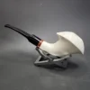 MBSD Meerschaum Deluxe Bent Freehand Horn Block Meerschaum Pipe, Briar-Mortise - Image 8