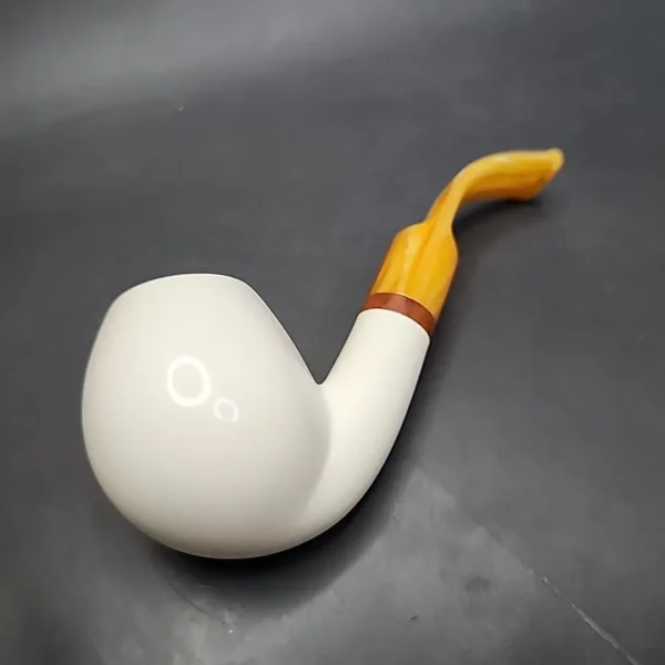 MBSD Meerschaum Deluxe Bent Egg Block Meerschaum Pipe, Briar-Mortise - Image 8
