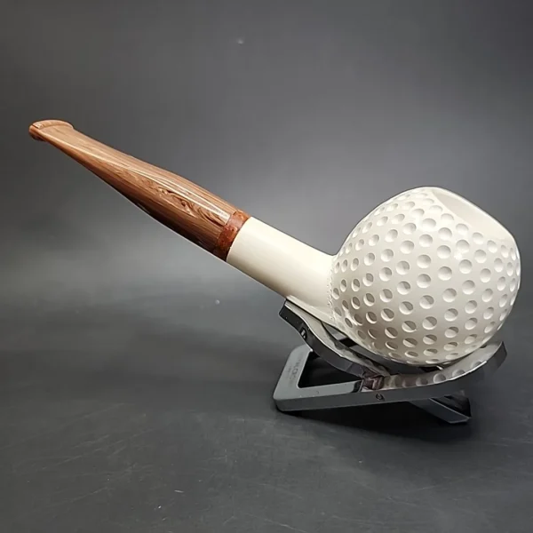 MBSD Meerschaum Deluxe Straight Apple Block Meerschaum Pipe, Briar-Mortise, New - Image 8