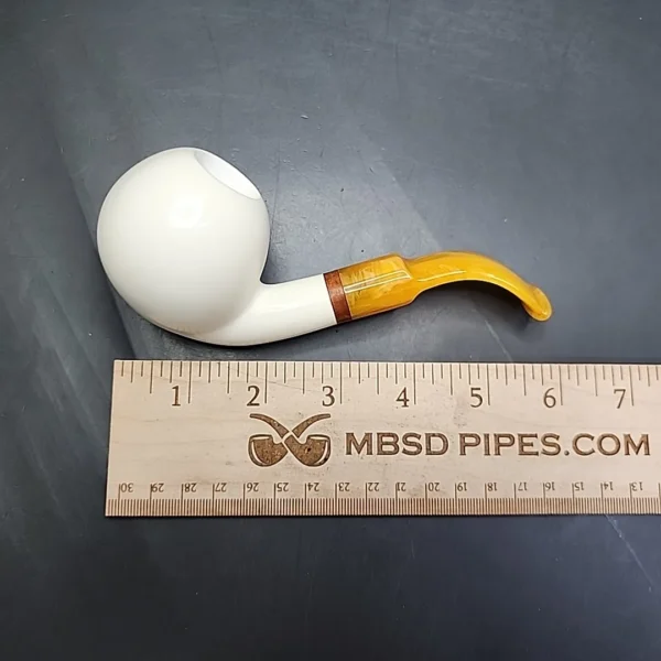 MBSD Meerschaum Deluxe Bent Apple Block Meerschaum Pipe, Briar-Mortise - Image 8