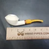 MBSD Meerschaum Deluxe Bent Rhodesian Block Meerschaum Pipe, Briar-Mortise - Image 8