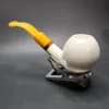 MBSD Meerschaum Deluxe Smooth Bent Apple Block Meerschaum Pipe Briar-Mortise - Image 8