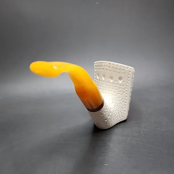 MBSD Meerschaum Deluxe Floral Sitter Block Meerschaum Pipe, Briar-Mortise - Image 8
