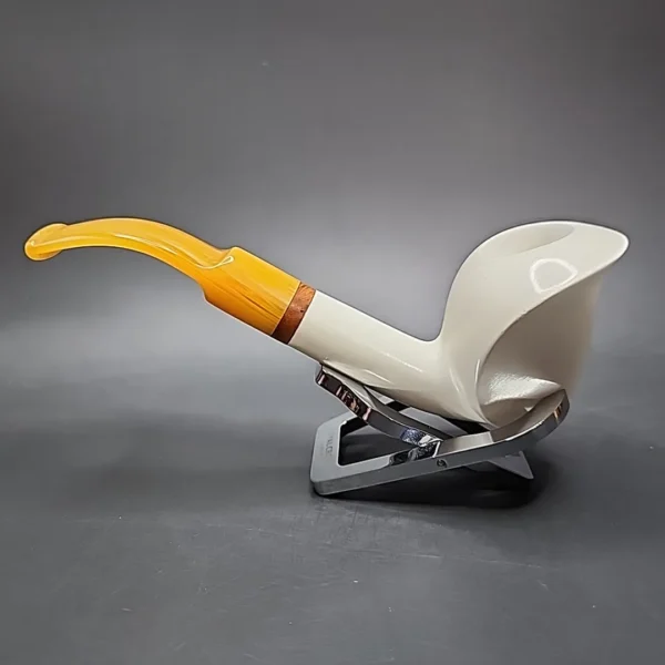 MBSD Meerschaum Deluxe Smooth Swan Block Meerschaum Pipe, Briar-Mortise - Image 8