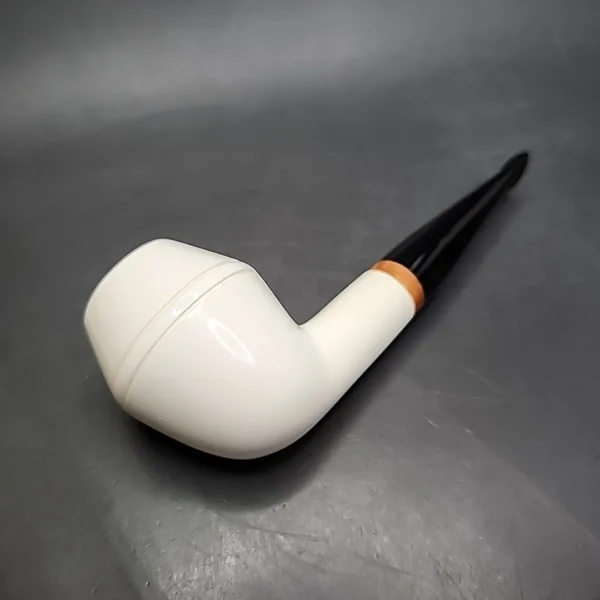 MBSD Meerschaum Deluxe Smooth Rhodesian Block Meerschaum Pipe, Briar-Mortise, New - Image 8
