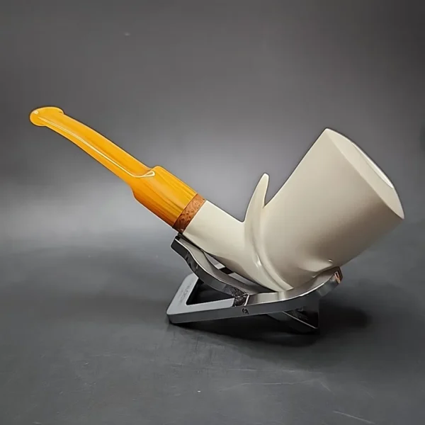 MBSD Meerschaum Deluxe Smooth Freehand Block Meerschaum Pipe, Briar-Mortise - Image 8