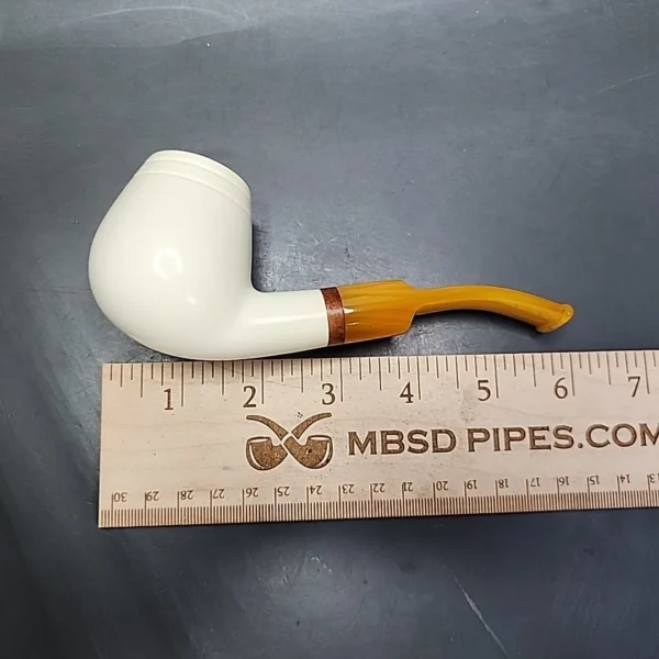 MBSD Meerschaum Deluxe Bent Egg Block Meerschaum Pipe, Briar-Mortise - Image 8
