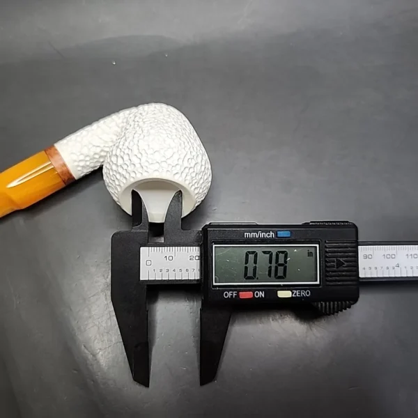 MBSD Meerschaum Deluxe Rusticated Rhodesian Block Meerschaum Pipe, Briar-Mortise, New - Image 9