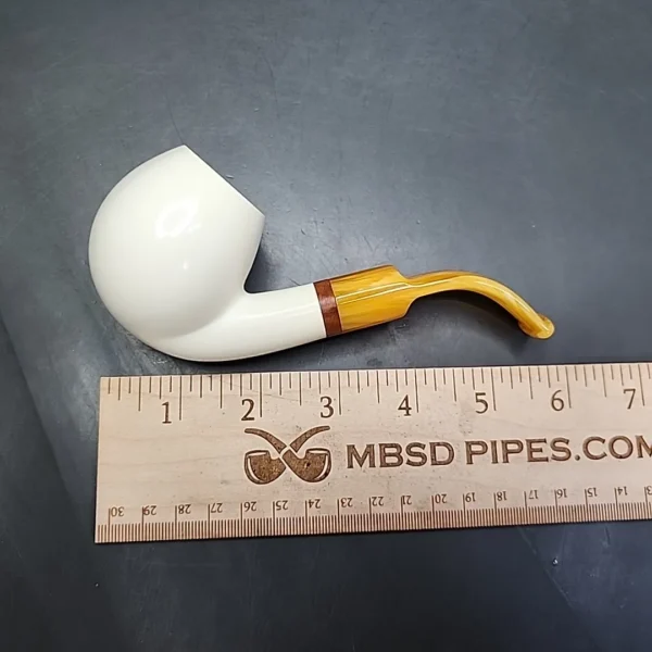 MBSD Meerschaum Deluxe Bent Egg Block Meerschaum Pipe, Briar-Mortise - Image 9